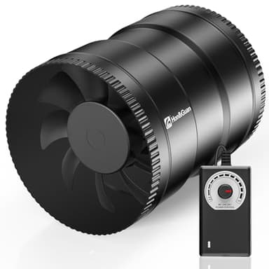 Hon&Guan 150mm Inline-Rohrventilator Regelbar, 587m³/h Rohrlüfter, Abluftventilator mit EU-Stecker, Kanalventilator, Badlüfter für Wintergarten, Gewächshaus, Keller, Garage, Küche, Badzimmer, Schwarz