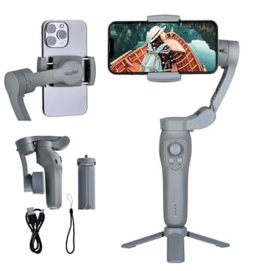 Rollei Steady Butler Mobil 3 SE Gimbal Smartphone 3 Achsen, Handy Stabilisator für Videos Leichter 280g mit App Steuerung Kompatibel mit iPhone und Android, Gimbal-Smartphone-Handy-Stabilisator-Video