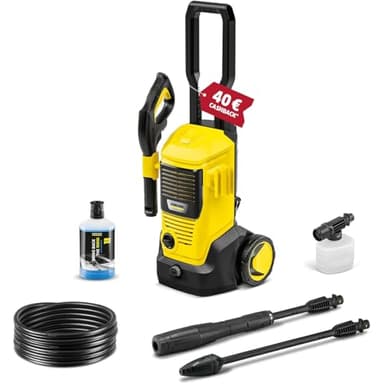 Kärcher Hochdruckreiniger K 5 FJ, Druck: max. 145 bar, Fördermenge: 500 l/h, Flächenleistung: 40 m²/h, Wasserfilter, Gewicht: 6,3 kg, HD-Pistole, HD-Schlauch, Dreckfräser, Vario Power Jet, Schaumdüse