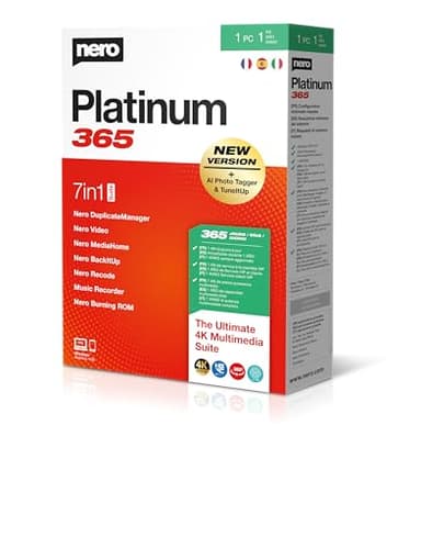 Nero Platinum 365 - Box mit Downloadlink | Videobearbeitung | Backup | Medien verwalten & abspielen | 8K | Fotos | PC Tuning | Windows 11/10/8/7