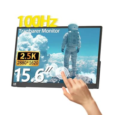 Kyyivwine 15,6 Zoll 2,5K Touchscreen Monitor,FHD 2880x1620 IPS 100Hz 16:9,10-Punkt-Touch Portable Monitor with 100%sRGB,Ultradünn Erweiterter Tragbarer Monitor für Laptops/PCs/Smartphone/Macs/Xbox/PS5