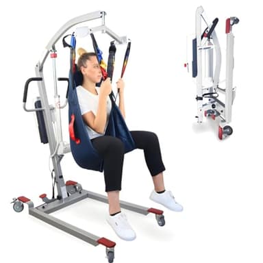 Mobiclinic®, Patientenlifter, Modell Fortuna, Europäische Marke, Elektronisch, 180 kg, Mit patientengurt, Für ältere Menschen, Stahl, Sicher, Faltbar, Einfache nutzung