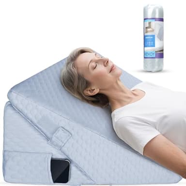 Kekoy Verstellbares Keilkissen Bett: Schlafapnoe, Säure Reflux, Rückenschmerzen, Schnarchen. Genesung – Memory-Schaum Reflux Kissen, waschbare Hülle, Griff (Grau, 23 und 30,5 cm)