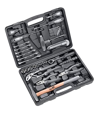 kwb Werkzeugkoffer aus robustem Hartkunststoff inkl. 63-tlg. hochwertigem Werkzeug-Set als solide Grundausstattung für leichte Anwendungsfälle im Haushalt, der Werkstatt oder dem mobilen Einsatz