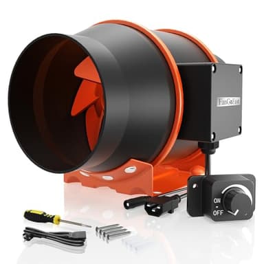 FanGoFast Regelbar Rohrventilator 150mm, 684m³/h Inline Abluftventilator mit EC Motor, Rohrlüfter für Keller, Garage, Küche, Badezimmer, Wachstumszelte, Hydrokulturen, Growzelt, Belüftung und Abluft