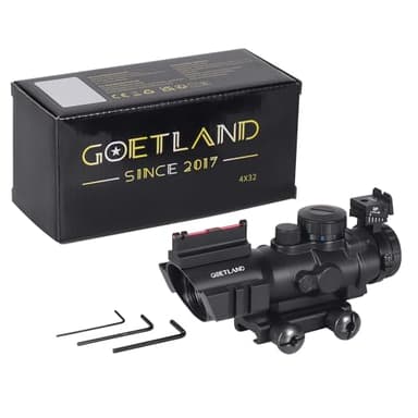 Goetland Gewehr Zielfernrohr 4x32 Airsoft Red Dot Visier Sight mit Montage Ringe BDC SFP für Taktische Jagd Armbrust Luftgewehr Sportschützen