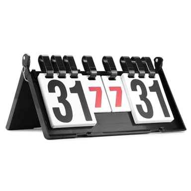 QWORK® 4-Stellig Sportwettbewerb Anzeigetafel Tragbare Klappbar Zähltafel für Tischtennis, Badminton, Basketball, Handball - 39 * 21 cm