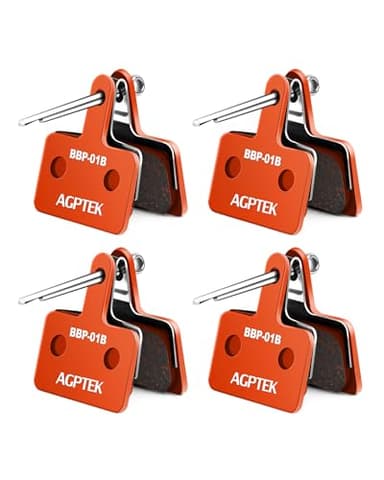 AGPTEK 4X Bremsbeläge Fahrrad, Scheibenbremsbeläge, High Performance Bremsbeläge Disc Brake Pads & Spring (Resin) für Mountainbike Scheibenbremse I Bike Beläge I Bremsbelag (4 Stück), Orange