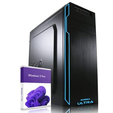GREED® Ultra PC mit Intel Core 12th Gen - Schneller Rechner + Computer für Büro & Home Office mit 4,4 GHZ, 16GB RAM/Arbeitsspeicher - 1TB SSD + 1TB HDD - DVD+RW - USB3.0 - WLAN, inkl. Windows 11 Pro