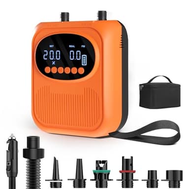 Mojimdo Elektrische SUP Pumpe 20 PSI, Kabellos Wiederaufladbar, 5 Modi & Custom Modus, Kompakt mit Trageschlaufe, Auto-Off & PSI/Pa Umschaltung, Luftpumpe für Kajaks, Zelte & Luftmatratzen