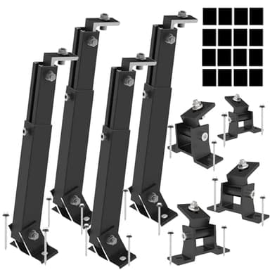 Aufständerung Solarmodul Halterung Balkonkraftwerk Flachdach PV VERSTELB 15-30° Aluminium (2 Paneele SET 15°-30°) Schwarz
