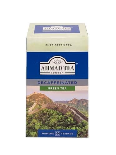 Ahmad Tea Decaffeinated Green Tea - Koffeinfreier Grüntee - Einzeln Verpackte, Aromaversiegelte Teebeutel mit 2g Tee pro Portion - 20 Teebeutel mit Band