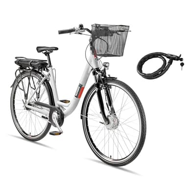 TELEFUNKEN City E-Bike 28 Zoll für Damen & Herren | Frontmotor & 536,5 Wh Li-Ion-Akku | Elektrofahrrad mit 7-Gang Nabenschaltung | StVZO-konform | inkl. Panzerkabelschloss | RC667