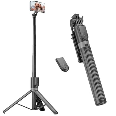 RISEOFLE 180cm Handy Stativ & Selfie Stick, Aluminium Integriertes Ausziehbares Stativ für Smartphone, Tragbarer Reisestativ-Ständer mit drahtloser Fernbedienung für iPhone/Samsung/Android/Kamera