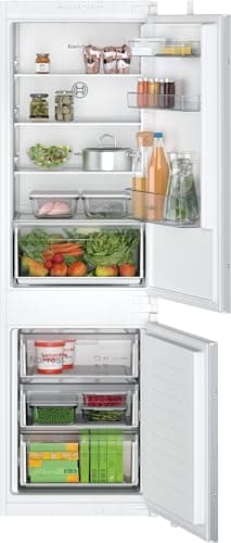 Bosch KIN86NSE0, Serie 2, Einbau-Kühl-Gefrierkombination, 177,5 x 56 cm Nische, 184 L Kühlen & 76 L Gefrieren, Made in Germany, No Frost, MultiBox XXL für Obst und Gemüse, flüsterleise, LED Light