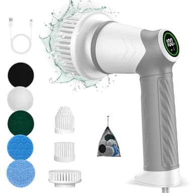 Elektrische Reinigungsbürste, Reinigungsgerät für Haushalt, Kabellos Power Spin Scrubber mit 7 Bürstenköpfen, 2 Speed Integrierte übertragung, Cleaning Brush für Fliesen, Duschen