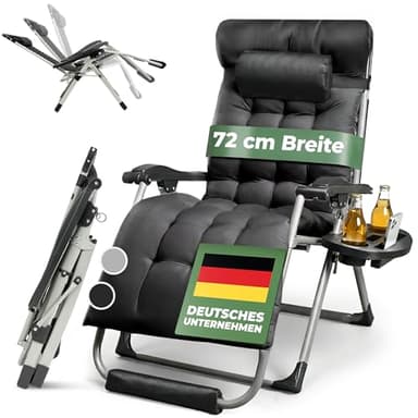 NatureLiving® Sonnenliege Liegestuhl klappbar- Robust, Faltbar & Wetterfest - Gartenliege mit Fußpolster für Garten und Balkon, Klappliege, Balkonliege, Outdoor Liege, Relaxliege, Belastbar 200kg