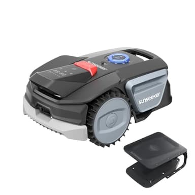 Sunseeker V1+Garage, Mähroboter ohne Begrenzungskabel, 300 m² für Kleine Gärten, Vision AI Intelligente Navigation, Rasenroboter mit EIN-klick-Mähen