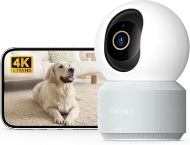 Anona Pano 4K Innenüberwachungskamera mit 360° Auto-Tracking & Wi-Fi 6, Indoor Kamera mit Personen-, Haustier-, Babyweinen-Erkennung, 2-Wege-Audio, Datenschutzmodus | Alexa-kompatibel, 1er-Pack