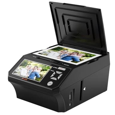 Digitaler Film- und Diascanner– Mit 5-Zoll-LCD-Bildschirm, konvertiert 35-mm- und 110-mm-Filme, Fotos und Visitenkarten in hochauflösendes 22-MP-JPEG, enthält 8-GB-SD-Karte.
