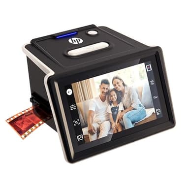 HP FilmScan Touchscreen-Film- und Diascanner mit 5-Zoll-LCD-Bildschirm, wandelt Negative und Dias schnell in Digitale 22-MP-JPEG-Fotos um, kompatibel mit 135er-, 126er- und 110er-Filmen und -Dias