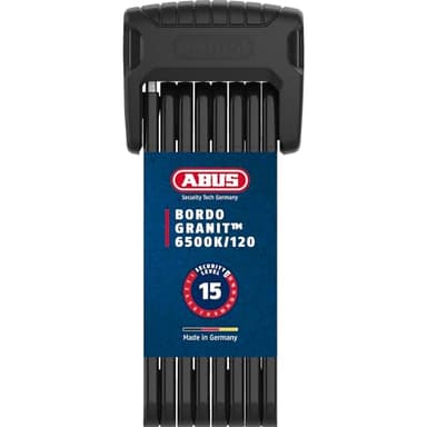 ABUS Faltschloss Bordo Granit 6500K mit SH-Schlosshalter - Fahrradschloss mit XPlus Zylinder für hohen Manipulationsschutz - ABUS-Sicherheitslevel 15 - Länge 120 cm, Schwarz