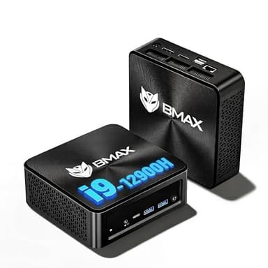 BMAX Mini PC Intel Core i9-12900H (bis zu 5,0 GHz, 14C/20T), 24GB LPDDR5+1TB SSD | Mini Computer mit Windows 11 Pro | 4X USB | 4K Triple-Display | Intel Iris Xe | Kompaktes Desktop PC für Homeoffice
