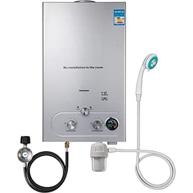 LPG-Propan-Gas-Durchlauferhitzer 8L, 16KW Gas-Warmwasserbereiter mit Duschkopf, tankloser Propan-Warmwasserbereiter für zu Hause, für Camping, Pferdedusche