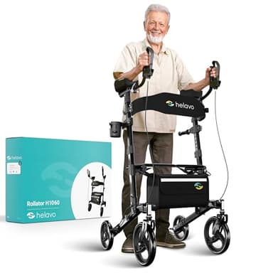Helavo faltbarer Arthritis-Rollator mit gepolsterten Unterarmstützen - Leichter Aluminium Stand Up Walker mit weichen Armlehnen und Sitz