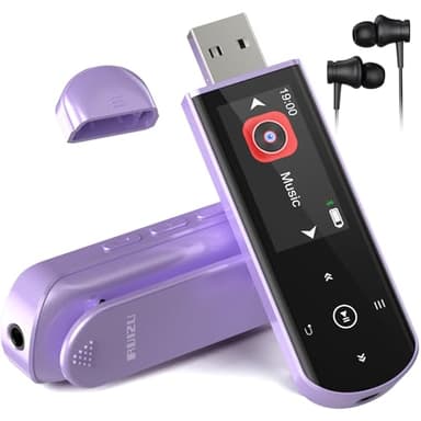 64GB Tragbarer USB MP3 Player mit Bluetooth 5.3, Clip für Sport & Laufen, FM Radio, Voice Recorder, Handy-Dateiübertragung & digitaler Audio-Shuffle