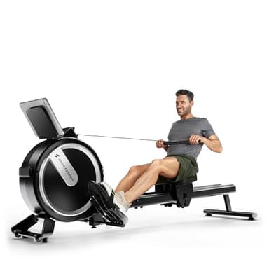 Rudergerät für Zuhause mit Wasser- oder Magnetwiderstand, LED-Display, Bluetooth App kompatibel, Dual Slide Rail, leise, ergonomischer Sitz, Ganzkörpertraining, vertikal verstaubar, PROwer/WRX500