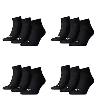 Puma Herren Quarters Sportsocken 12er Pack, Schwarz, 43-46