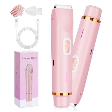 Henakmsl Intimrasierer Für Frauen, Rasierer Damen Intimbereich Dual-Head, 2 in 1 Damenrasierer Elektrisch, Wasserdicht Nass- und Trockenrasierer für Gesicht, Augenbrauen, Bart, Arm, Bein und Bikini