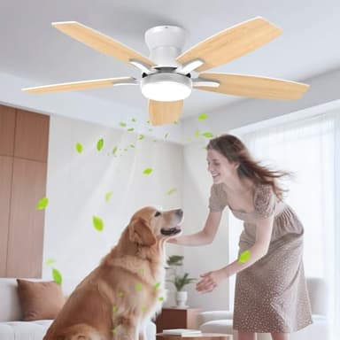 Airwit 106cm Leise Deckenventilator mit Beleuchtung und Fernbedienung, Doppelseitige Flügeln Deckenventilator mit Licht, Dimmbar LED Lampe mit Ventilator für Schlafzimmer, Wohnzimmer, DC Motor