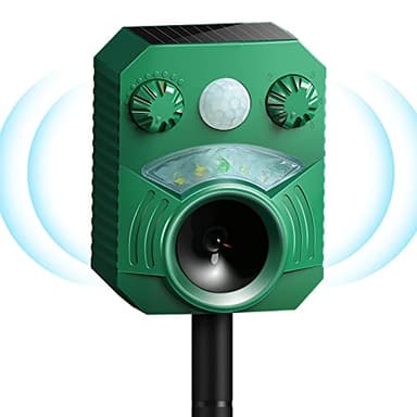 Katzenschreck Marderschreck Solar Ultraschall Tiervertreiber - Wasserdicht IP44, Bewegungsmelder, bis zu 8m Reichweite (13.5-45.5 kHz) - wirksam gegen Marder, Katzen, Hunde, Vögel