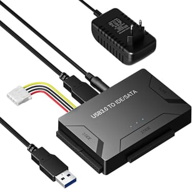 RENGOGA IDE USB 3.0 Adapter, USB 3.0 Zu SATA Adapter Universal Festplatten Konverter für 2,5 und 3,5 Zoll SATA & IDE HDD/SSD mit 12V 2A Netzteil USB-Kabel für Windows 10/8/7/XP/Vista Mac OS Linux