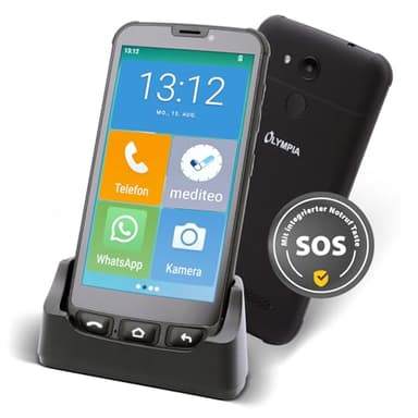 Olympia NEO Mini+ Seniorenhandy | 5" Senioren Smartphone mit Notruftaste & großen Icons | Extra einfache Bedienung | Übersichtliche Menüführung | Senioren mit Whatsapp | Android 15 | 4G LTE Dual SIM