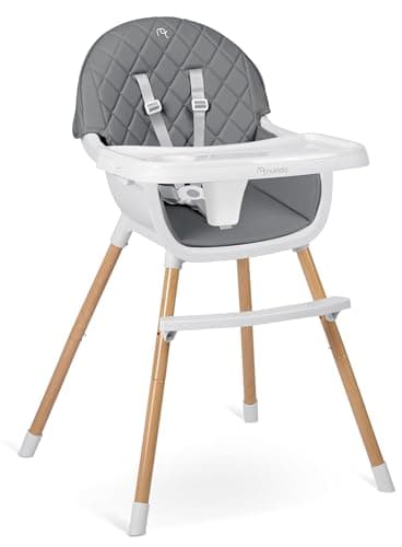 Nukido Hochstuhl Baby Kinderhochstuhl Essstuhl 3in1 Abnehmbares Tablett Verstellbar Sicherheitsgurt Stabil Pflegeleicht Babyhochstuhl Ab 6 Monaten Lilo Weiß Grau