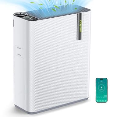 Dhyala Luftreiniger Allergiker für Wohnung Raucherzimmer, HEPA Luftfilter gegen Schimmel Staub Pollen Tierhaare, CADR 450m³/h für 161㎡, App-gesteuert Air Purifier with Luftbefeuchter(100mL Tank) 22dB