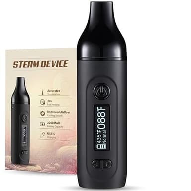 Vaporizer Cannabis verdampfer IOUQ KIT kräuter verdampfer Keramische Heizkammer LCD Display Bildschirm unterstützt weed e zigarette präzise Temperaturregelung (Brownish Black)