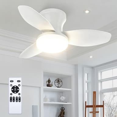 Deckenventilator Mit Beleuchtung Fernbedienung,Deckenlampe Mit Ventilator Lampe Decke,Leiser,CRI≥90,65 cm,Timer,7 Stufen,3000K-6500K Dimmbar LED Deckenventilator Für Schlafzimmer Esszimmer,Wohnzimmer