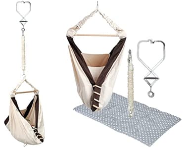 AMAZONAS - Kangoo Set Door Clamp | 4-in-1 Babyhängematte und Federwiege mit Inlay Sunny Grey | Beruhigend und entwicklungsfördernd | TÜV-Zertifiziert, Belastbar bis 15 kg