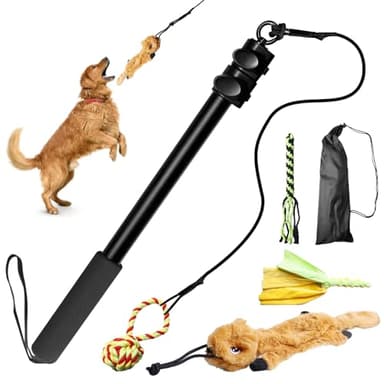 Reizangel Hunde: Reizangel für Hunde Längenverstellbare, Profi Hundeangel für Kleine Hunde Mittelgroßer Große Hund, Aktives Hundespielzeug mit Ersatzseil, für Spielspaß drinnen und draußen Aktivitäten