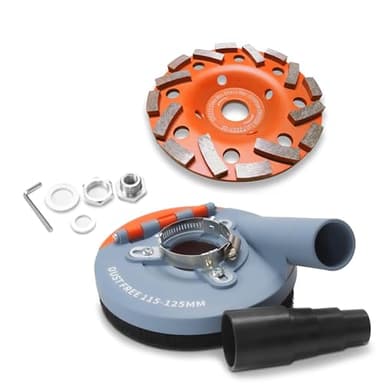 FANZWORK Absaugaufsatz Absaughaube für Winkelschleifer inkl. 125 mm Diamantschleiftopf PROFI QUALITÄT – Bürsten auswechselbar – 99% universal passend – verstärkter Adapterring – M14 Adapter