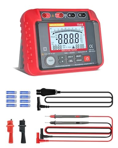 Isolationsmessgerät TS68, 1MΩ-200GΩ Widerstandsmessung, Megohmmeter mit Hintergrundbeleuchtetem, LCD-Anzeige, AC/DC 10-600V, 100 Datenspeicher, Ausgangsspannung 250V-2500V, für Großspannungsanlagen