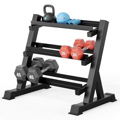 Dripex Hantelständer Hantelablage, Kurzhantelständer Belastbarkeit 500KG, 90 x 50 x 93cm Einstellbar hantelscheibenständer, sowohl für Kurzhanteln & Kettlebells geeignet (keine Hanteln)