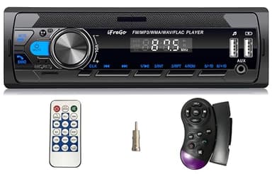 iFreGo Autoradio Bluetooth 5.0, 7 Farben Auto Radio Bluetooth Freisprecheinrichtung, Autoradio 1Din mit 2 USB/TF/MP3 Player/AUX, FM Radio mit Schnellladefunktion,4x65W,Uhrzeitanzeige (Keine CD)