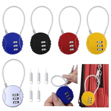 5 Farben 3 Stelliges Zahlenschloss mit 5 Reset Pins, Zahlencode Vorhängeschloss aus Metall, Wetterfestes Kabinett-Schloss für Schränke, Spinde, Sporttaschen und Koffer