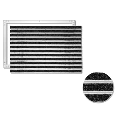 SWmat Fußabtreter für Innen & Außen I Eingangsmatte mit Aluminium Rahmen I Einbau Schmutzfangmatte & eingelassene Fußmatte in Anthrazit I 100 x 50 cm