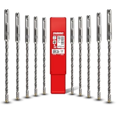 SCHWABENBACH ® SDS PLUS Betonbohrer Set 10tlg. Ø 6mm x 160mm – Profi Steinbohrer für Beton, Stahlbeton, Mauerwerk & Naturstein – Premium Qualität für Schlagbohrmaschine (kein SDS MAX)